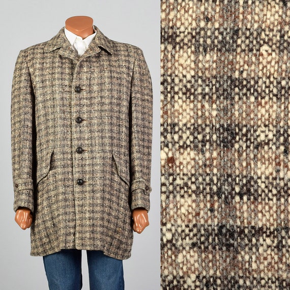 Large 1950s Mens Tweed Wool Plaid Coat McGregor B… - image 1