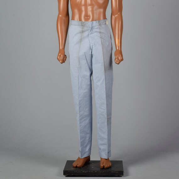 Small 1960s Mens Pants Blue Micro 