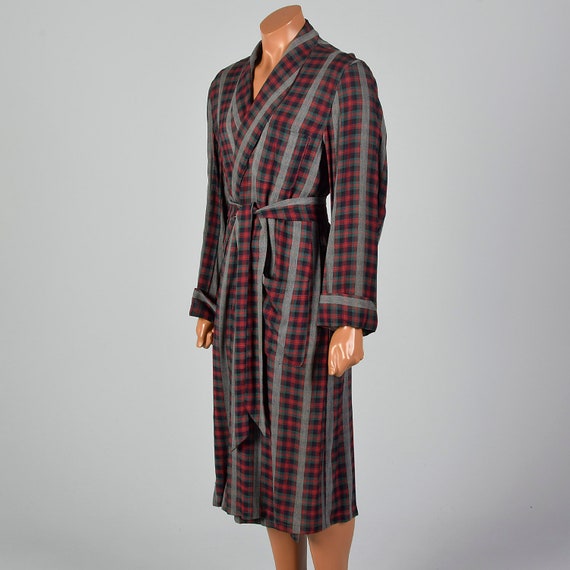 Medium 1950s Deadstock Mens Robe Long Sleeve Plai… - image 3