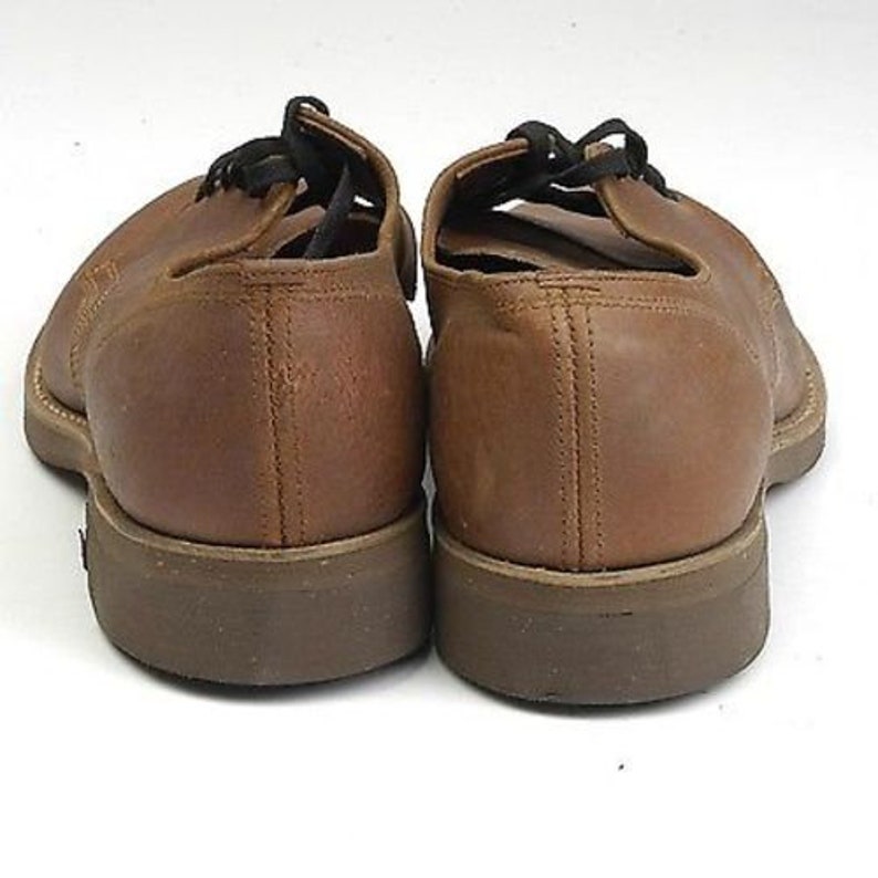 NOS Deadstock Mens Vintage 60s Brown Leather Suede Derby Oxford Lace Up Shoes Cork Crepe Sole Mens 6 Womens 8 Unisex image 4