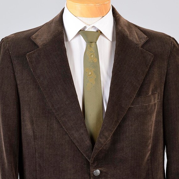 Mens Vintage 70s Bill Blass Brown Tan Check Velve… - image 2