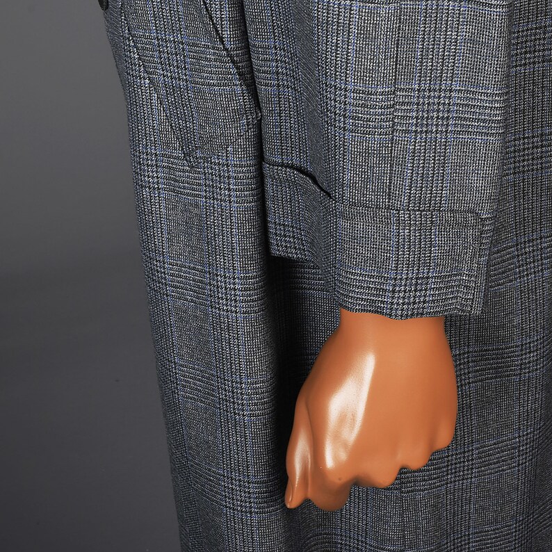 1970s Navy Overcoat with Plaid Liner