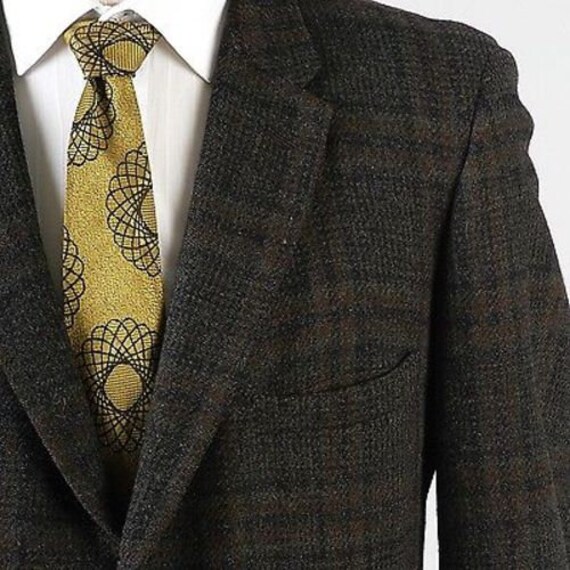 Mens Vintage 50s Charcoal Green Tweed Windowpane … - image 2