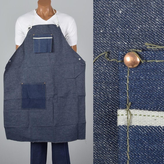 1950s Selvedge Denim Apron Deadstock Heavy Duty C… - image 1