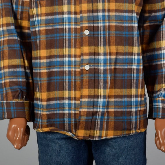 3XL 1960s Deadstock Mens Brown Plaid Flannel Shir… - image 6