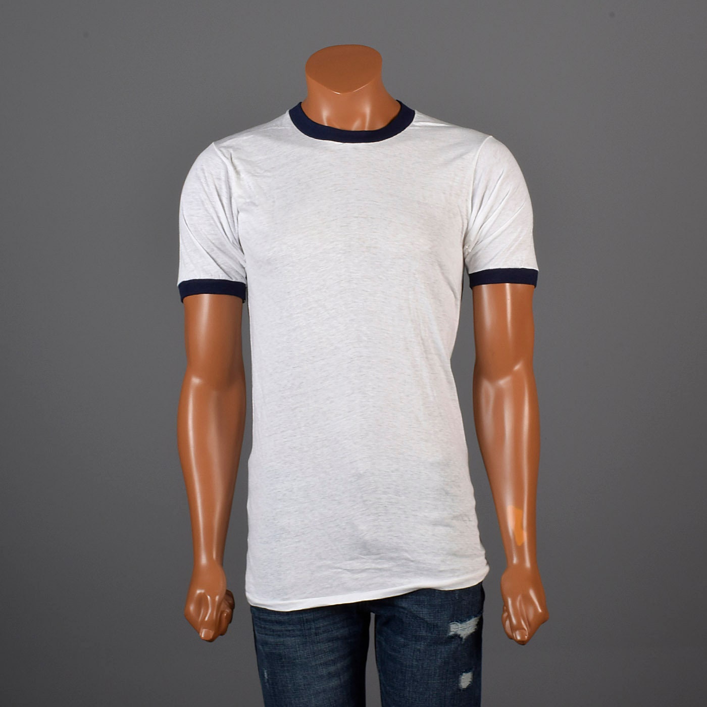 XS Deadstock 1970s Loop Wheel T Shirt Unisex All Cotton Ringer 正規品が格安入手 1970sヴィンテージコットンメッシュTシャツ Tシャツ/カットソー(半袖/袖なし)