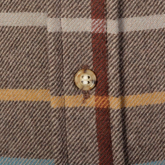 Large 1960s Mens Pendleton Brown Plaid Shirt Long… - image 8