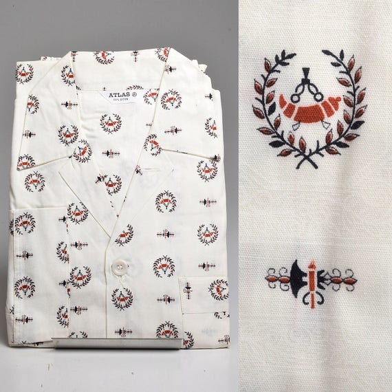 XS Deadstock 1950s Mens Pajamas Set 50s Sanforized