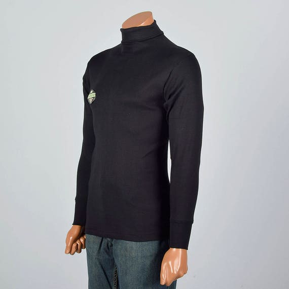 Medium 1960s Mens Tight Black Turtleneck Loopwhee… - image 2