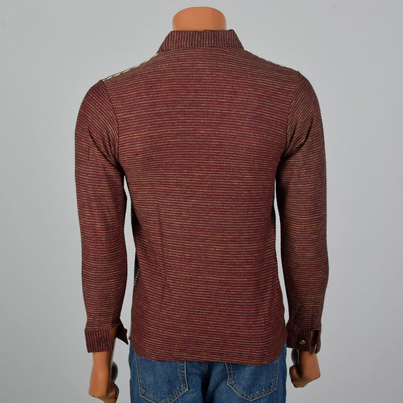 Small 1950s Deadstock Men Striped Knit Shirt Bren… - image 2