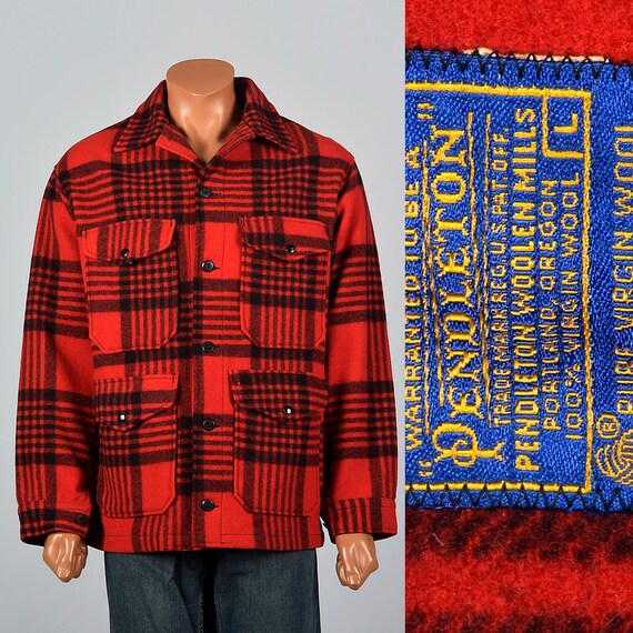 red and black plaid wool jacket