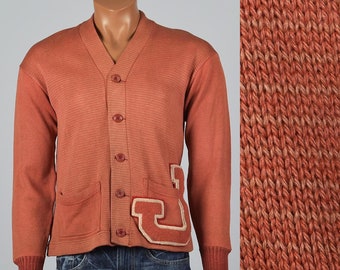 Medium 1930s Cardigan Sweater 30s Letterman Wool Knit Sweater J Patch University Campus Athletic Preppy Vintage Man Mens Ivy League