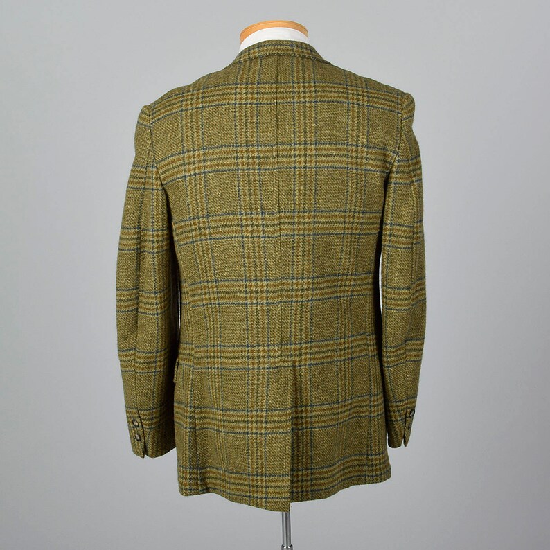 40L 1960s Mens Green and Gold Plaid Jacket Wool Long Sleeves Etsy