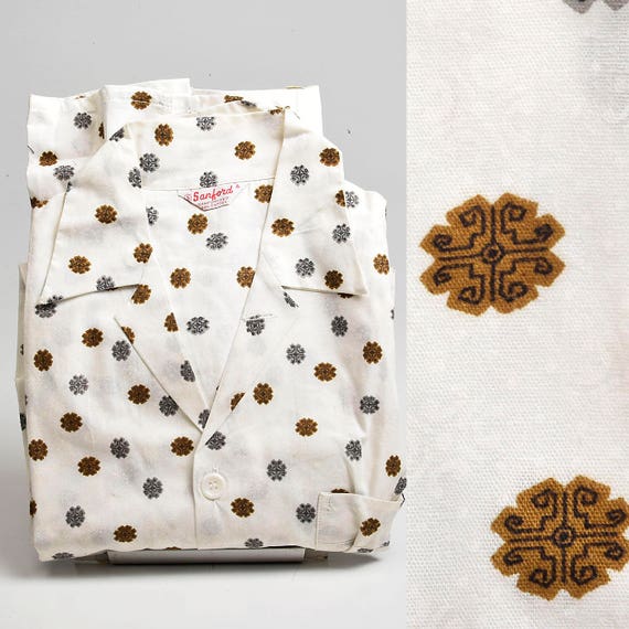 XS 1950s Mens Pajamas Sanforized Cotton Deadstock