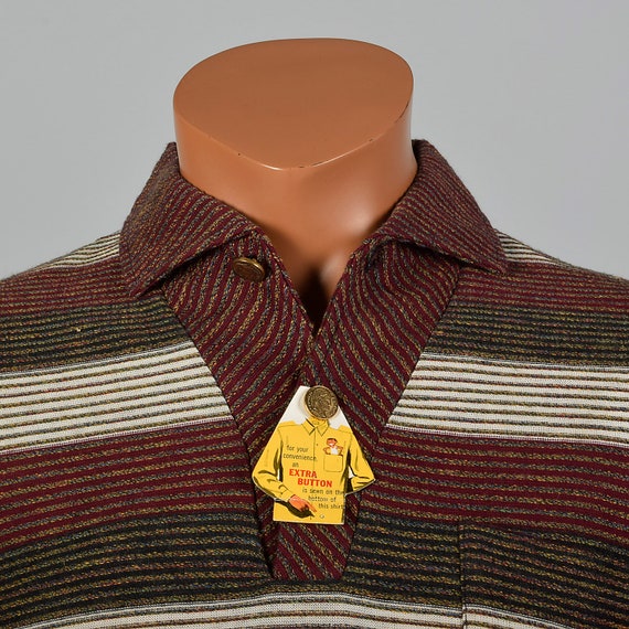 Small 1950s Deadstock Men Striped Knit Shirt Bren… - image 7