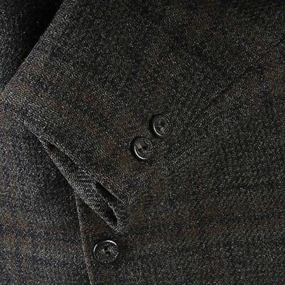 Mens Vintage 50s Charcoal Green Tweed Windowpane … - image 6