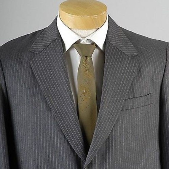 Mens Vintage 70s Custom Gray Cream Pinstripe Two … - image 2