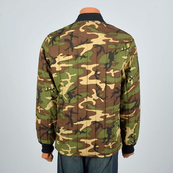 Large 1970s Quilted Camo Jacket Rib Knit Cuffs Po… - image 2