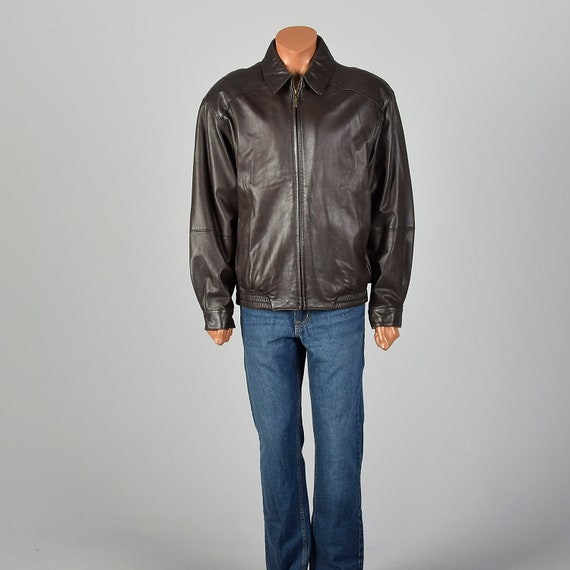 Large Mens Leather Jacket Robert Comstock Brown M… - image 4