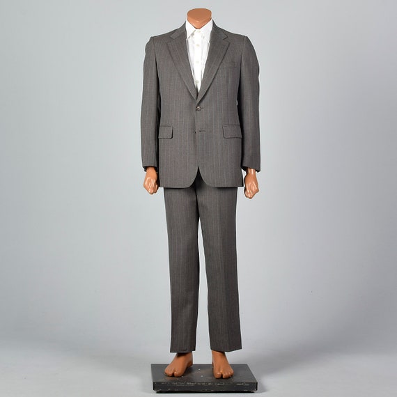 Medium 1960s 38R Stripe Suit Convertible Pockets … - image 2