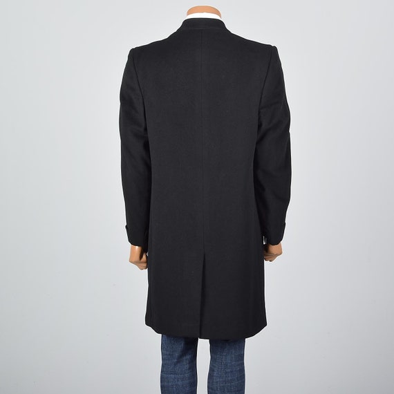 Medium Mens Cashmere Top Coat Black Overcoat 1950… - image 3