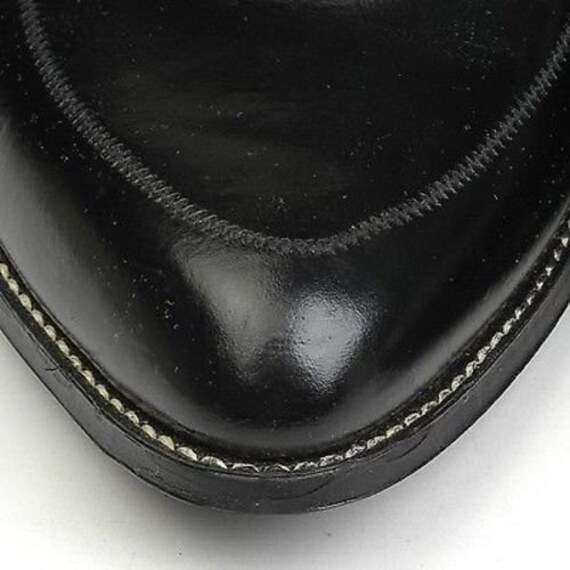 NOS Deadstock Mens Vintage Black Leather Slim Toe… - image 3