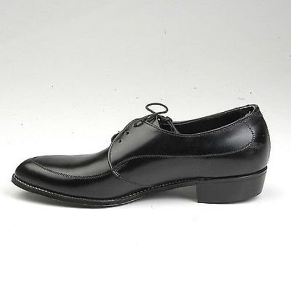 NOS Deadstock Mens Vintage Black Leather Slim Toe… - image 2