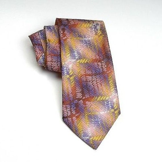 1970s Mens Necktie Vintage Mens Tie Pink Rainbow C