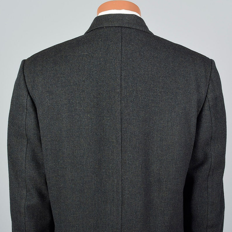 Medium 1960s Mens Herringbone Tweed Long Coat Dark Green - Etsy