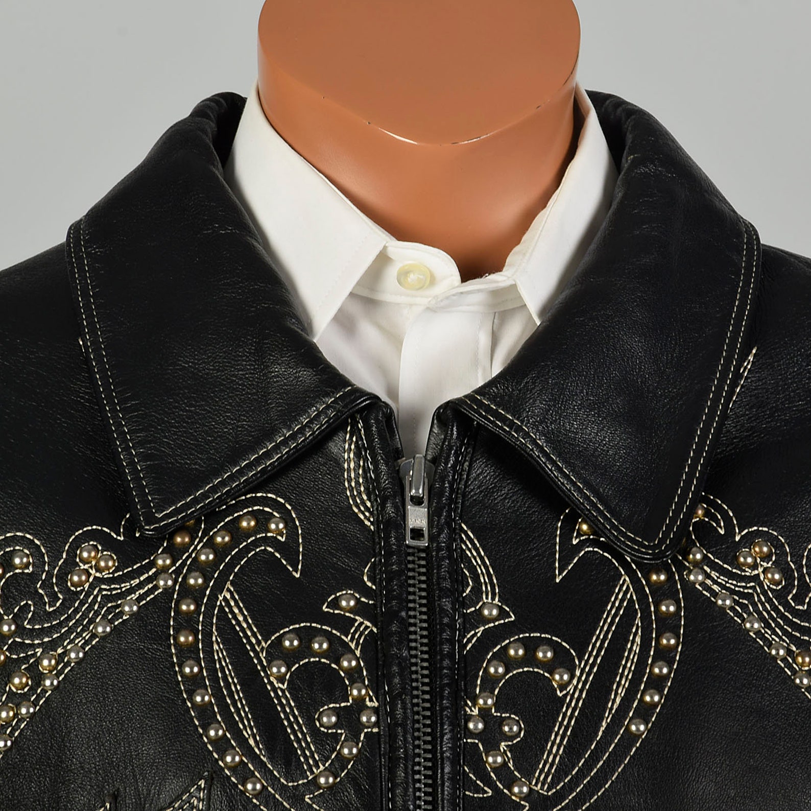 XL Pelle Pelle Jacket Black Leather Jacket Studded Topstitched - Etsy