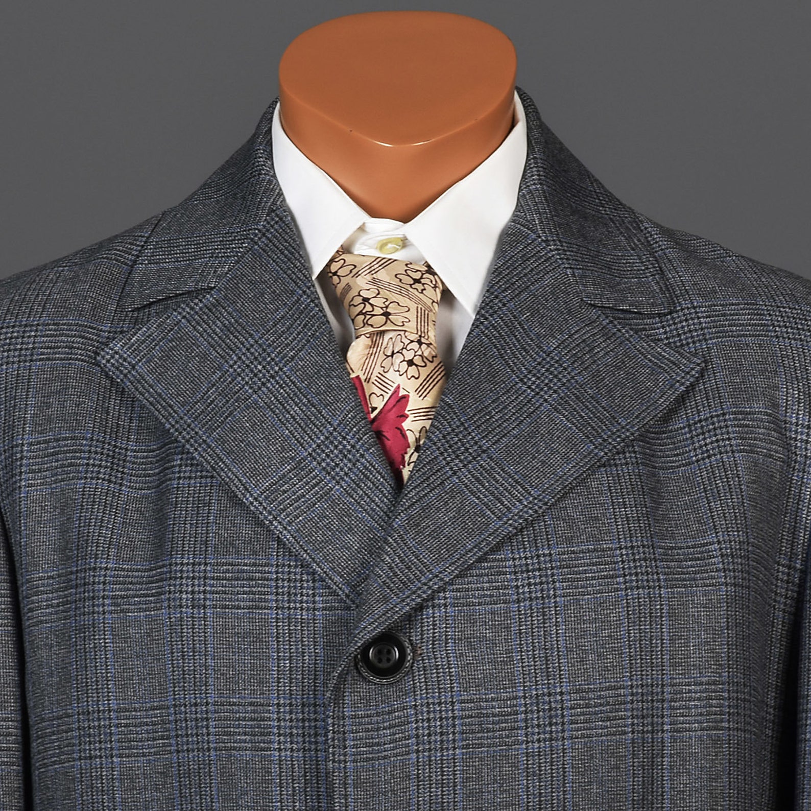 1970s Navy Overcoat with Plaid Liner main image 0