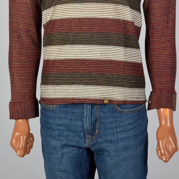 Small 1950s Deadstock Men Striped Knit Shirt Bren… - image 5