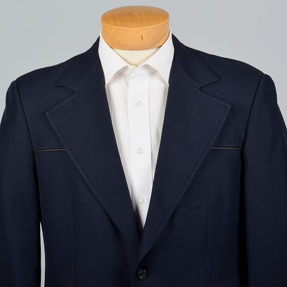 Medium 40R 1970s Mens Navy Blue Blazer Single Ven… - image 5