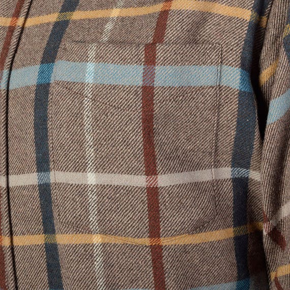 Large 1960s Mens Pendleton Brown Plaid Shirt Long… - image 5