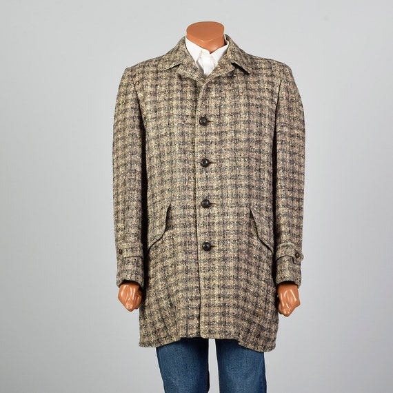 Large 1950s Mens Tweed Wool Plaid Coat McGregor B… - image 2