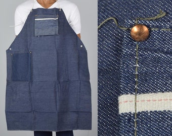 Selvedge Denim Apron Shop Apron Work Apron Workwear Chefs Apron Selvage Denim Apron Deadstock Vintage Apron Deadstock Denim Kitchen Apron