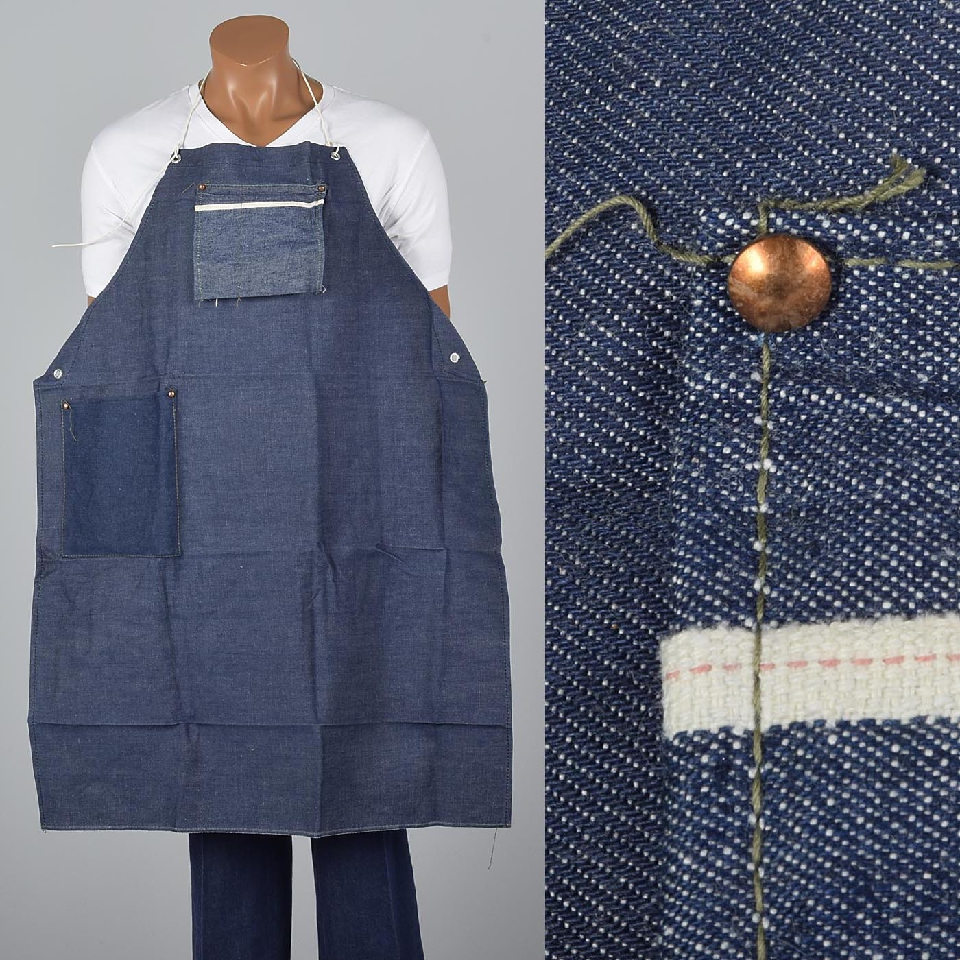 Selvedge Denim Apron Shop Apron Work Apron Workwear Chefs Apron Selvage Denim Apron Deadstock