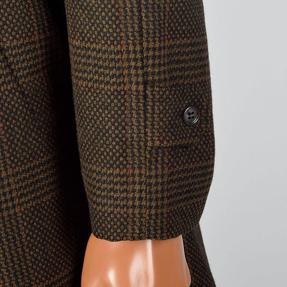 Large 1970s Mens Brown Plaid Coat Wool Winter Coa… - image 9