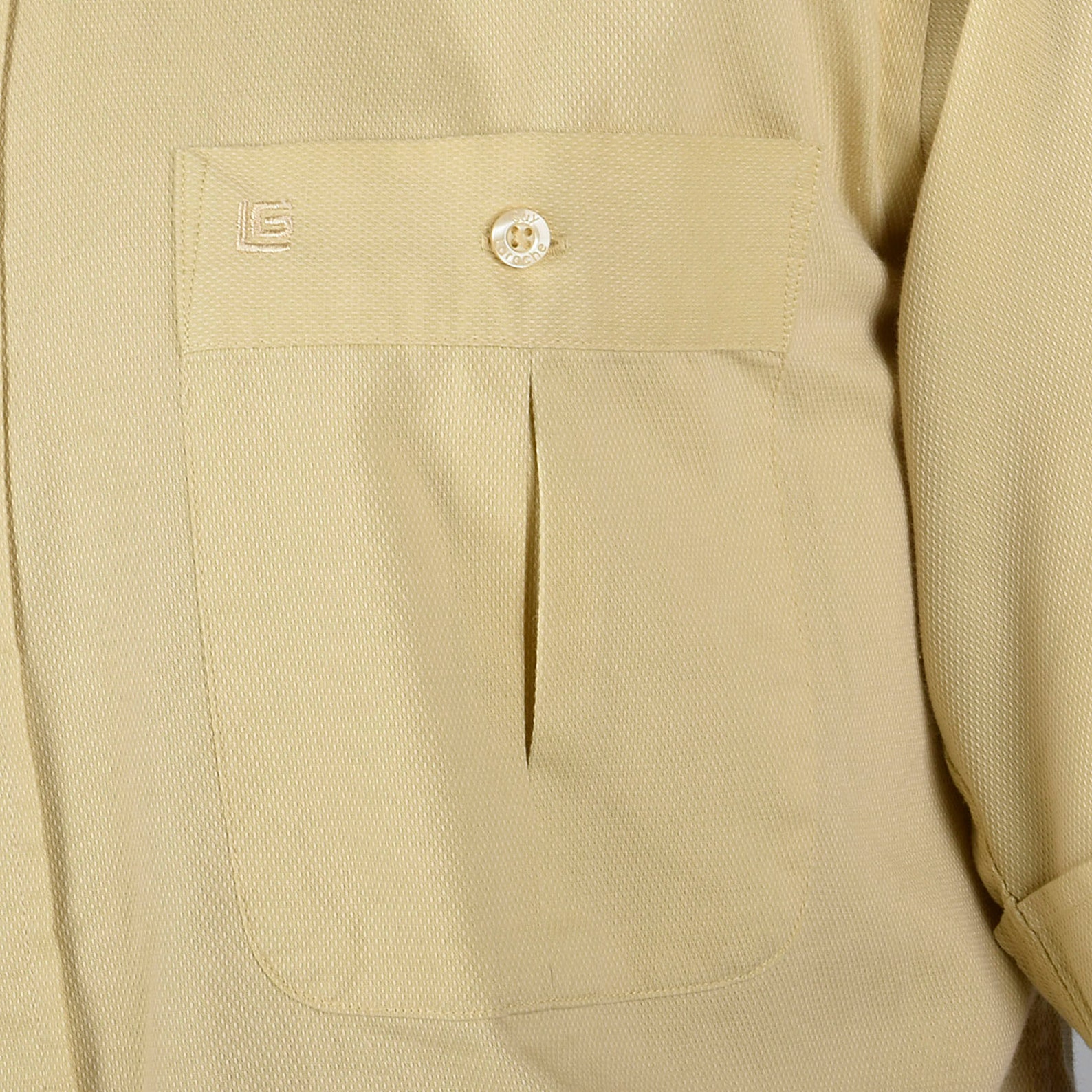 Large 1980s Mens Gold Button Down Shirt Short Sleeve Cuffs Etsy