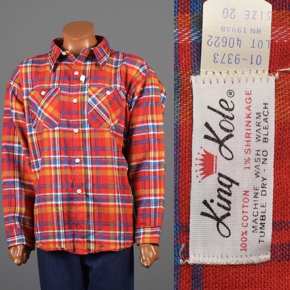 4XL Flannel Shirt 1960s 4XL Flannel Shirt Tartan P