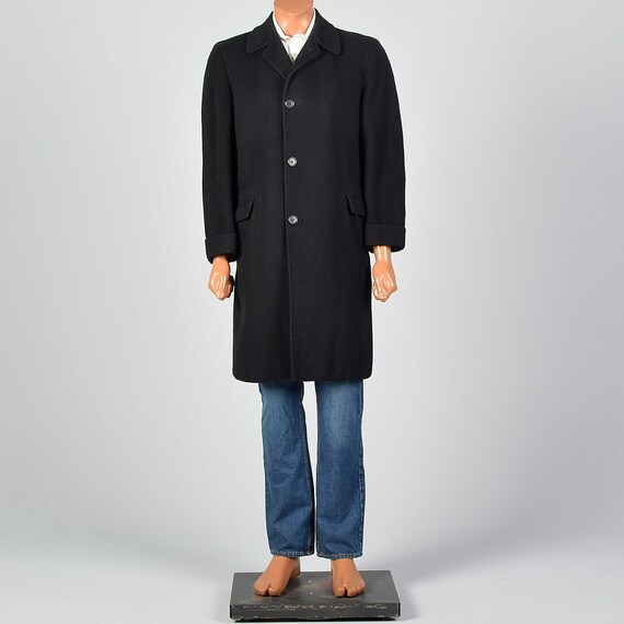 Medium 1950s Mens Winter Top Coat Single Vent Hea… - image 4
