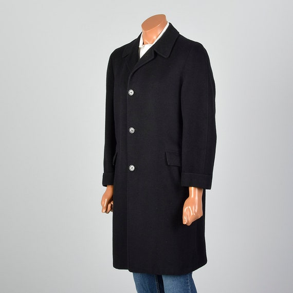 Medium 1950s Mens Winter Top Coat Single Vent Hea… - image 3