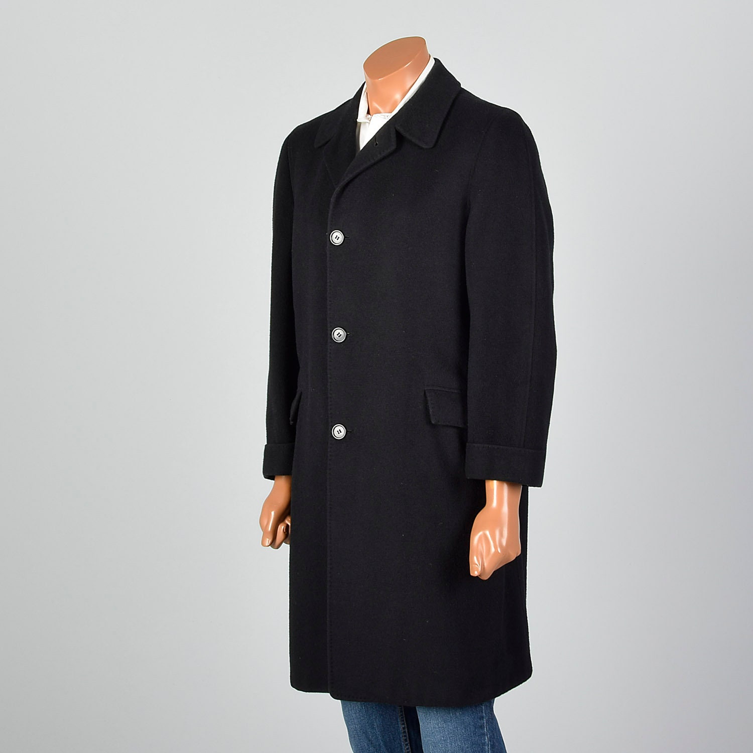 50's Mens Black Lined Overcoat Top Coat main image 0