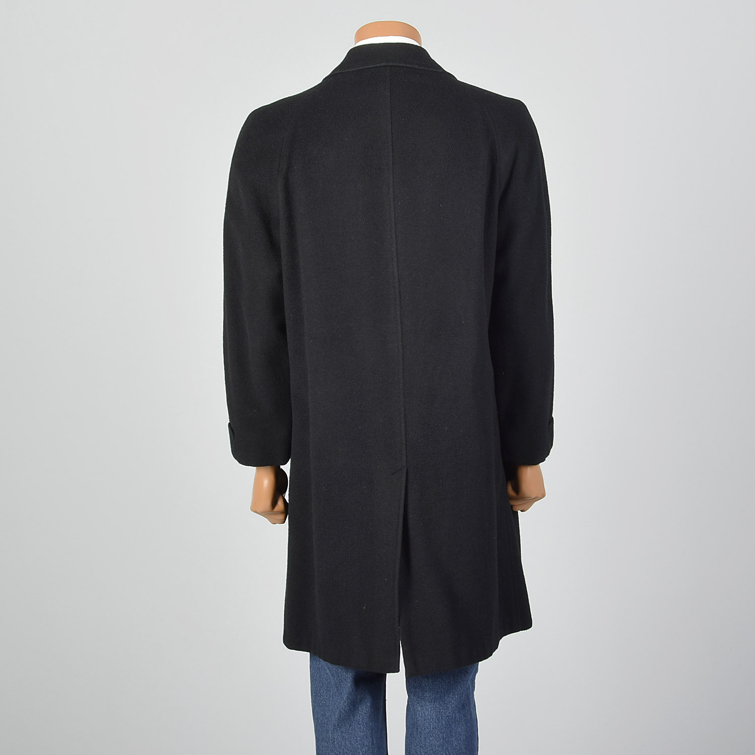 50's Mens Black Lined Overcoat Top Coat
