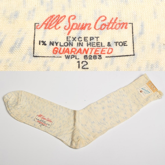 Deadstock 1950s Mens Off White Cotton Socks Rib K… - image 1