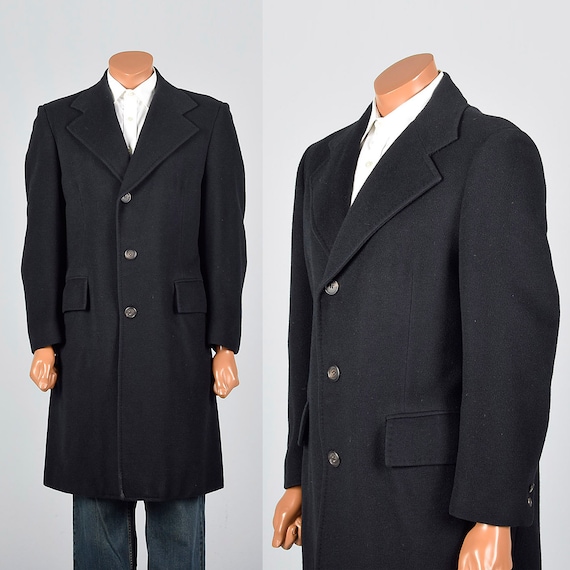 Medium 1960s Mens Cashmere Winter Coat Convertible Po… - Gem