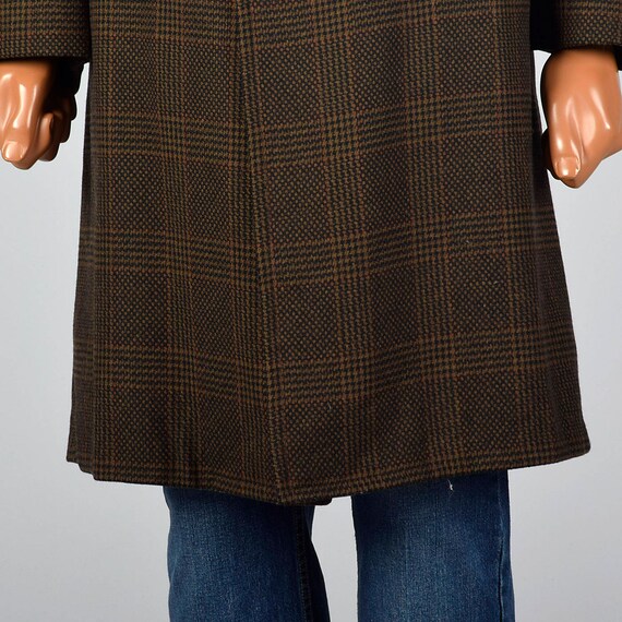 Large 1970s Mens Brown Plaid Coat Wool Winter Coa… - image 8