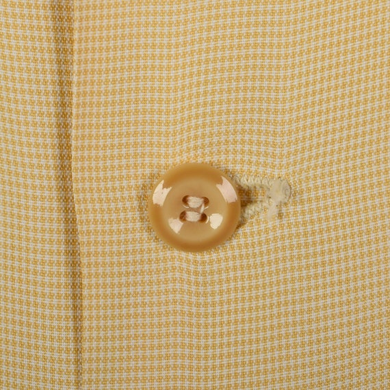 Large 1950s Mens Yellow Micro Check Shirt Pointed… - image 8