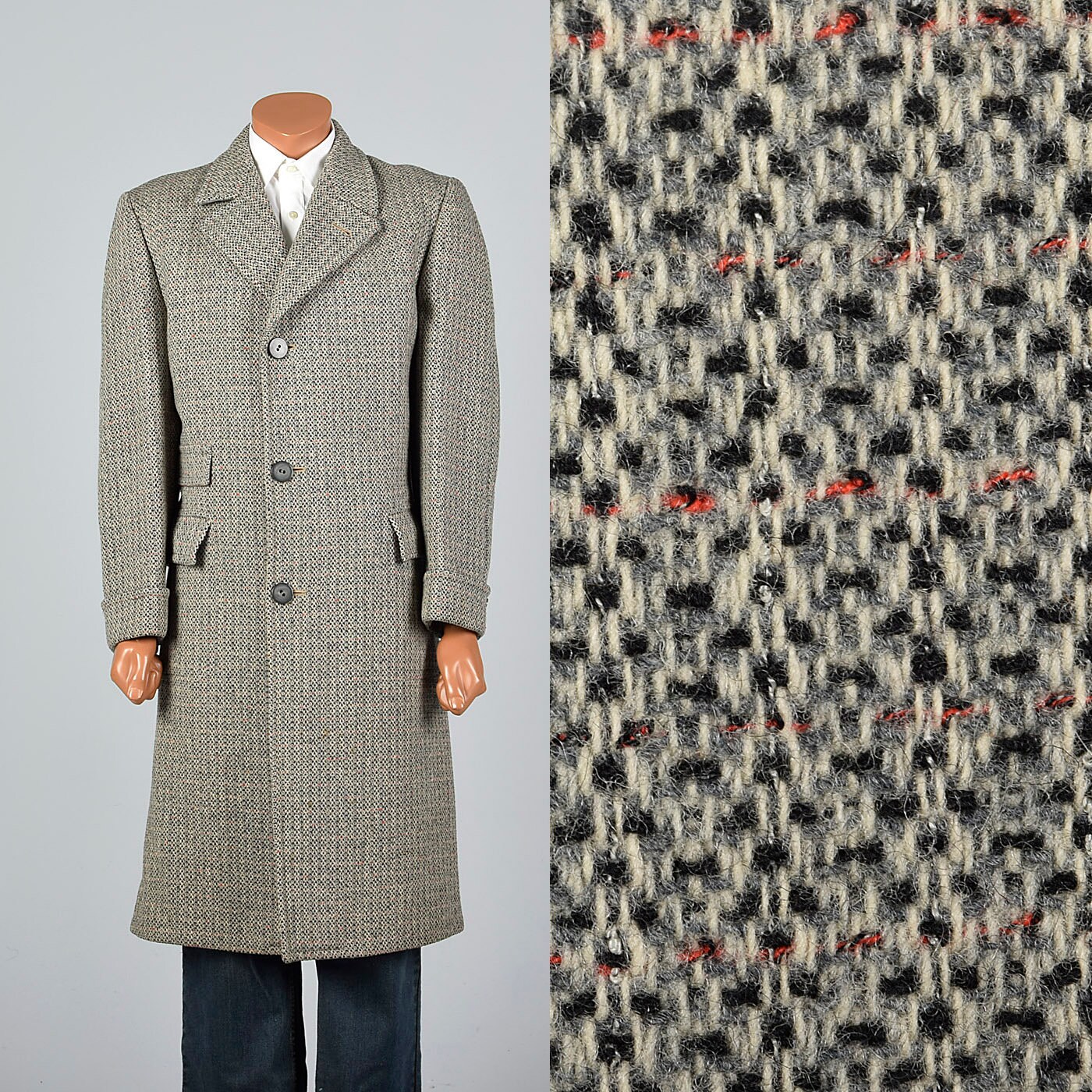 41R 1950s Mens Tweed Coat Wool Winter Coat Overcoat Rockabilly | Etsy