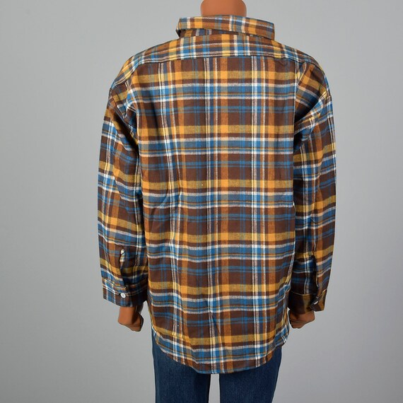 3XL 1960s Deadstock Mens Brown Plaid Flannel Shir… - image 2
